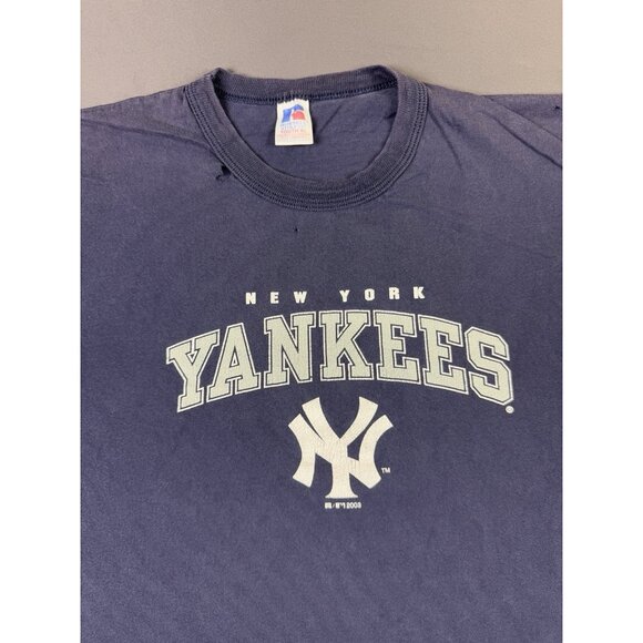 Vintage Y2K New York Yankees Baseball MLB Russell Athletic Youth XL Fade Tee - Picture 3 of 13